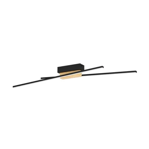 Panagria LED plafondlamp, zwart met houten detail