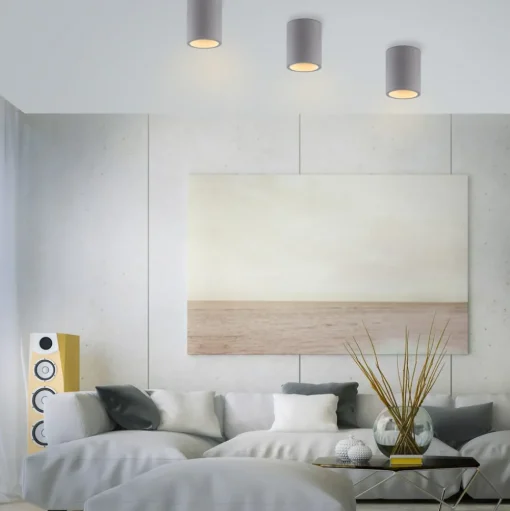 Paul Neuhaus Eton plafondlamp, grijs, beton, Ø 11 cm, GU10