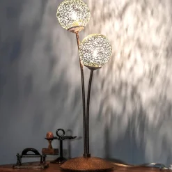 Paul Neuhaus Greta tafellamp, roest/goud, metaal, 2-lamps, G9