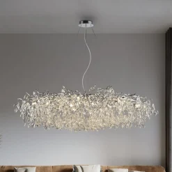 Paul Neuhaus kroonluchter Ricicle, chroom, lengte 150 cm