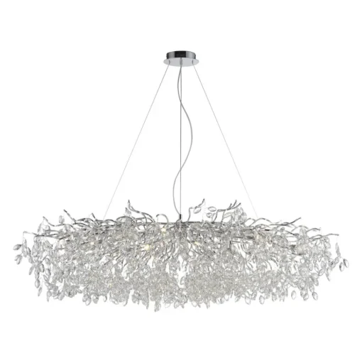 Paul Neuhaus kroonluchter Ricicle, chroom, lengte 150 cm