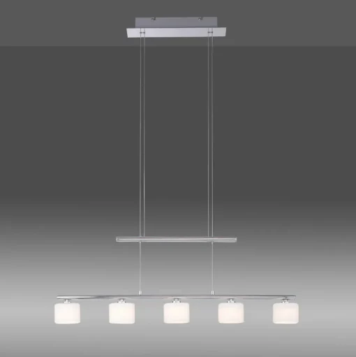 Paul Neuhaus LED hanglamp Hydra, staalkleurig, glas, 80cm