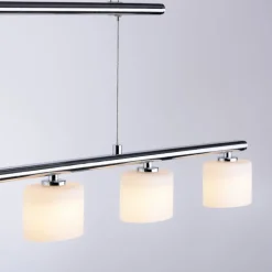 Paul Neuhaus LED hanglamp Hydra, staalkleurig, glas, 80cm