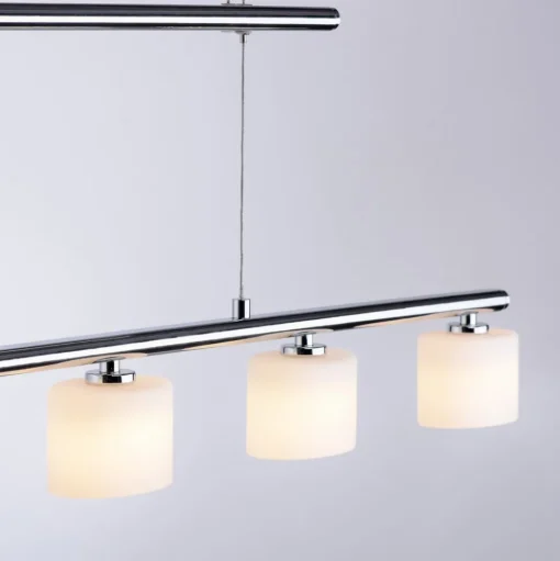 Paul Neuhaus LED hanglamp Hydra, staalkleurig, glas, 80cm