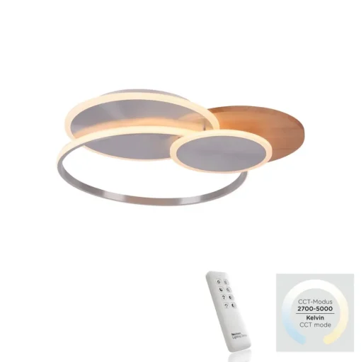 Paul Neuhaus LED plafondlamp Palma, hout, CCT, 65cm, dimbaar