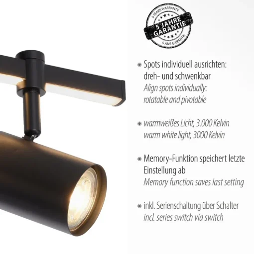 Paul Neuhaus LED plafondspot Barik, 40 cm, verstelbaar