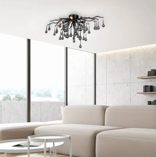 Paul Neuhaus plafondlamp Icicle, 4-lamps, zwart