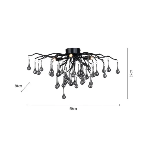 Paul Neuhaus plafondlamp Icicle, 4-lamps, zwart