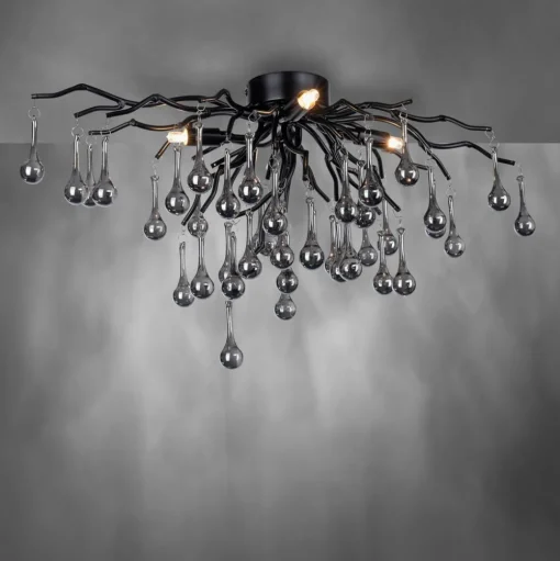Paul Neuhaus plafondlamp Icicle, 4-lamps, zwart