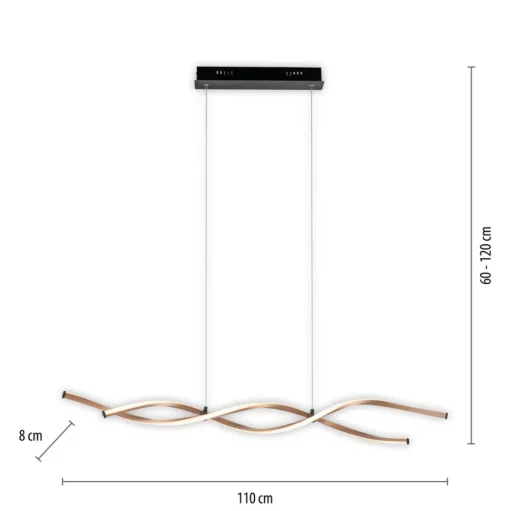Paul Neuhaus Polina LED hanglamp, goud, metaal, dimbaar