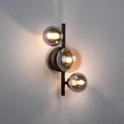 Paul Neuhaus Popsicle wandlamp, zwart, glas, 29 cm, G9