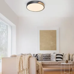 Paul Neuhaus Q-BILA LED plafondlamp, zwart/eiken