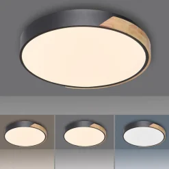 Paul Neuhaus Q-BILA LED plafondlamp, zwart/eiken
