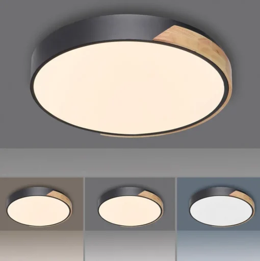 Paul Neuhaus Q-BILA LED plafondlamp, zwart/eiken
