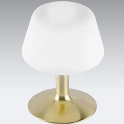 Paul Neuhaus Till tafellamp, messingkleurig, glas, dimbaar