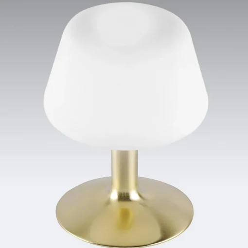 Paul Neuhaus Till tafellamp, messingkleurig, glas, dimbaar