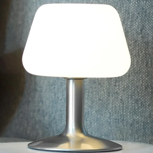 Paul Neuhaus Till tafellamp, staalkleurig, glas, dimbaar