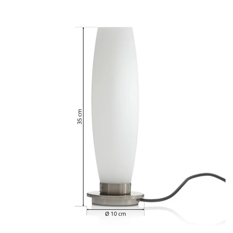 Paul Neuhaus Tyra tafellamp, glas, Ø 10 cm, dimbaar, G9