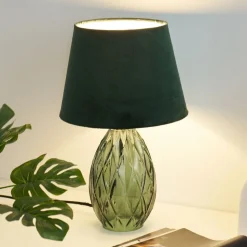 Pauleen Crystal Velvet tafellamp met glazen voet