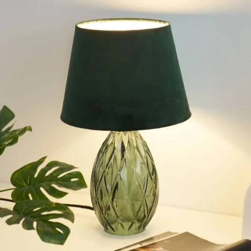 Pauleen Crystal Velvet tafellamp met glazen voet