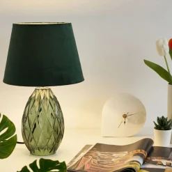 Pauleen Crystal Velvet tafellamp met glazen voet
