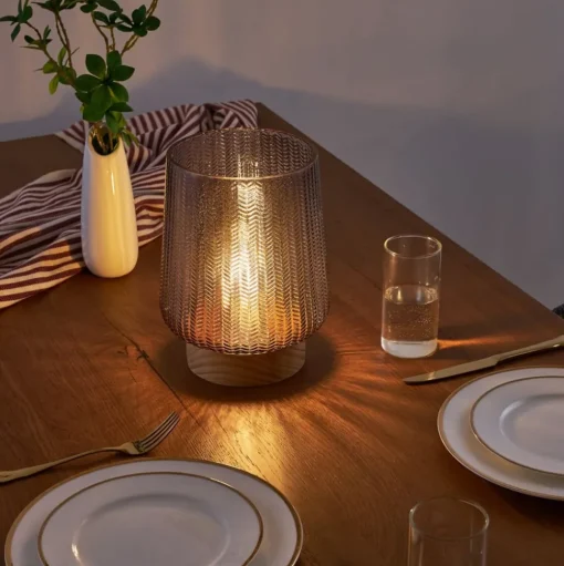 Pauleen Fancy Glamour E27-LED batterij taupe hout
