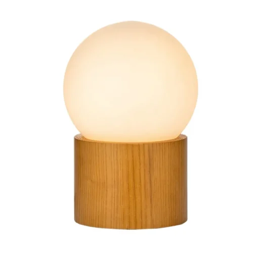 Pauleen Woody Shine tafellamp houten voet, glasbol