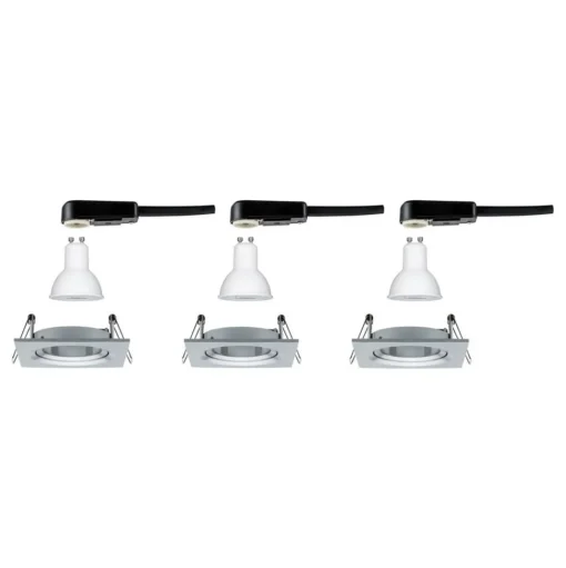 Paulmann 3 spot Nova hoekig dimbaar, aluminium