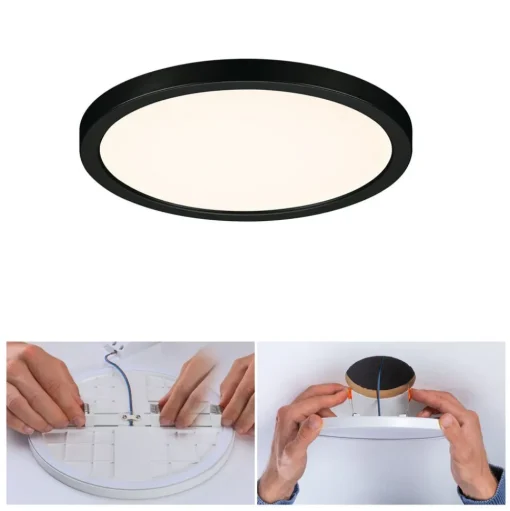 Paulmann Areo LED paneel rond zwart 3000K Ø17,5cm
