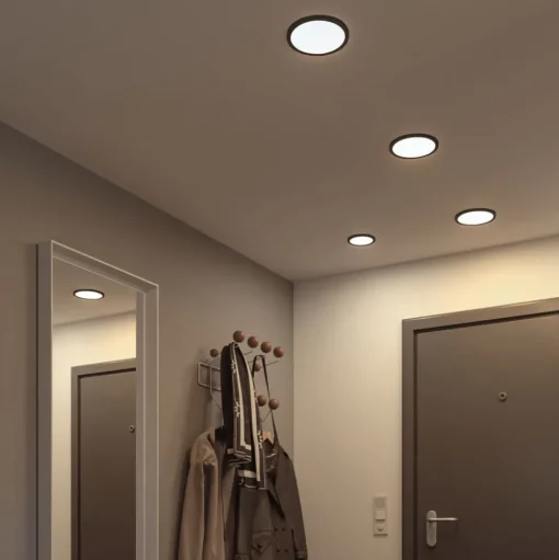 Paulmann Areo LED paneel rond zwart 4000K Ø11,8cm