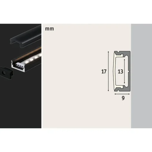 Paulmann Base profiel, zwart, zwart, 1m
