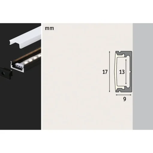 Paulmann Base profiel, zwart, wit, 1m