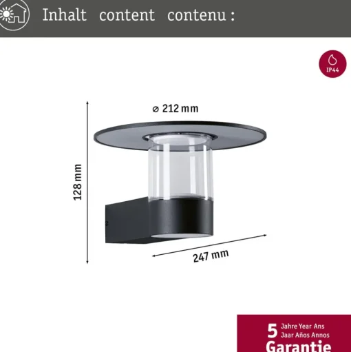 Paulmann buitenwandlamp Sienna, aluminium, sensor