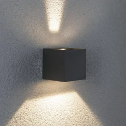 Paulmann Cybo LED buitenwandlamp, 2.700 K, 8 x 8 cm, grijs
