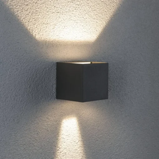 Paulmann Cybo LED buitenwandlamp, 2.700 K, 8 x 8 cm, grijs