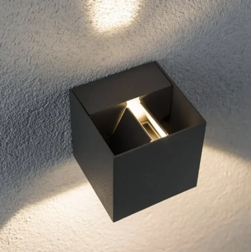 Paulmann Cybo LED buitenwandlamp, 2.700 K, 8 x 8 cm, grijs