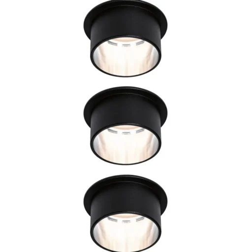 Paulmann Gil LED inbouwlamp zwart/ijzer 3 per set