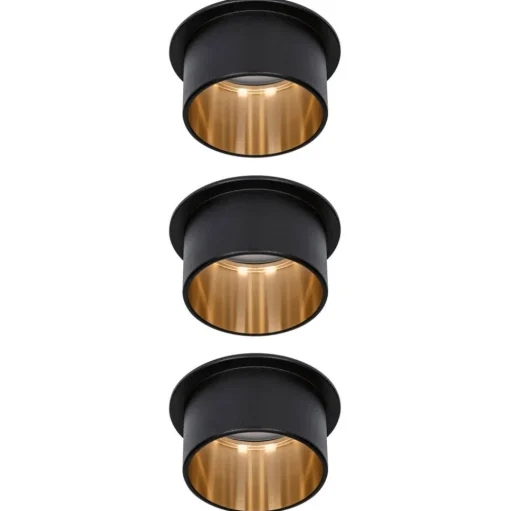 Paulmann Gil LED inbouwlamp zwart/goud 3 per set