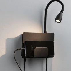 Paulmann Halina USB LED wandlamp, flexibele arm zwart