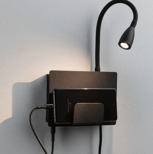 Paulmann Halina USB LED wandlamp, flexibele arm zwart