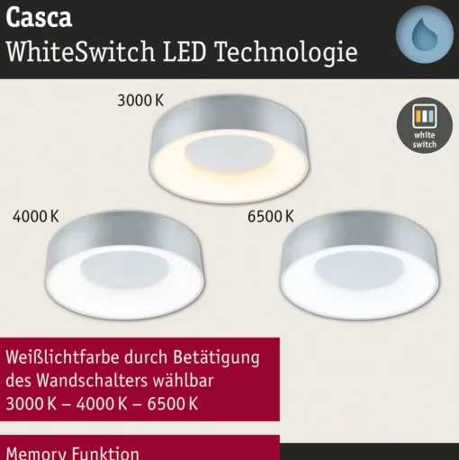 Paulmann HomeSpa Casca plafondlamp Ø30cm aluminium