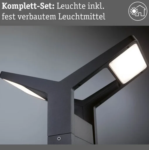 Paulmann Juntea LED tuinpadverlichting, antraciet, sensor, 2-lamps.