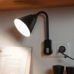 Paulmann Junus stopcontactlamp met flexibele arm, zwart