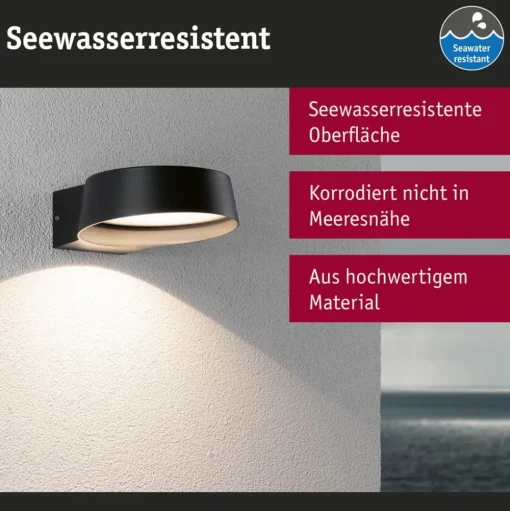 Paulmann LED buiten wandlamp Capea Grand antraciet 16 cm IP44