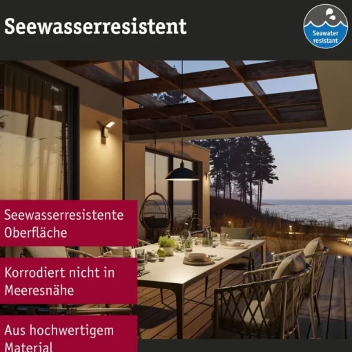 Paulmann LED buiten wandlamp Reana, antraciet IP44