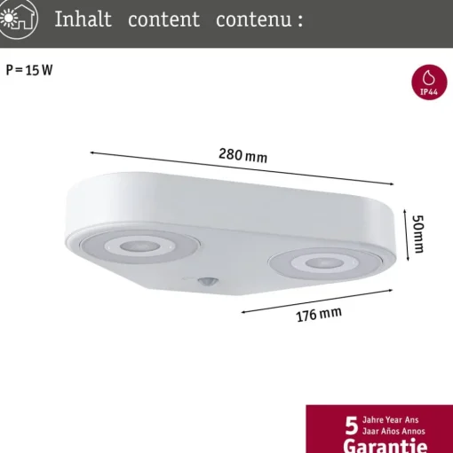 Paulmann LED buiten wandlamp Silma wit 2-lamps IP44