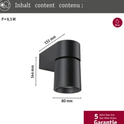 Paulmann LED buitenwandlamp Kimu, antraciet, 3.000 K