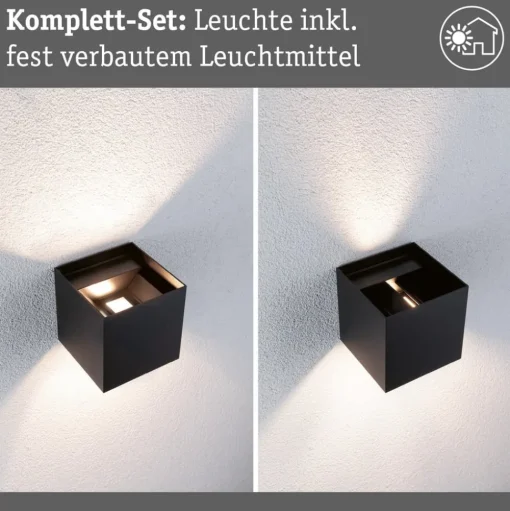 Paulmann LED buitenwandlamp, RGBW, 10x10cm, antraciet
