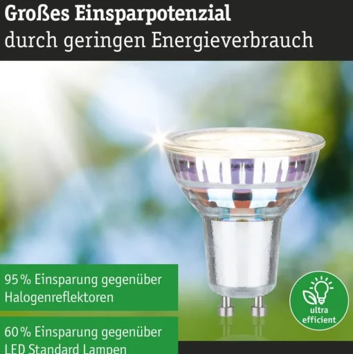 Paulmann LED reflectorlamp GU10 2,5 W, 3.000 K, 450 lm, 100° 3 eenheden
