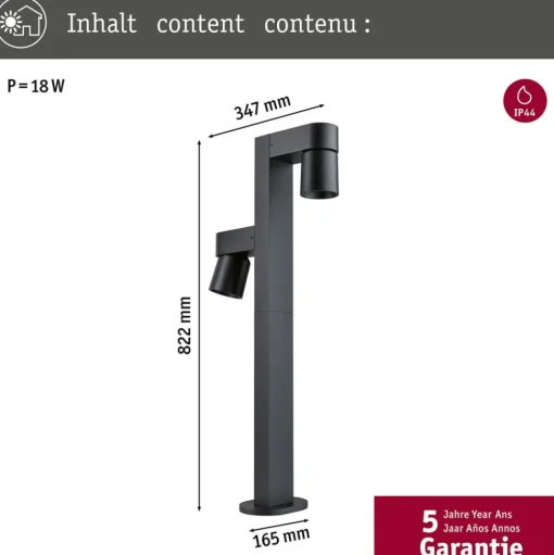 Paulmann LED tuinpadverlichting Kimu 2, antraciet, 2-lamps, 2.200 K